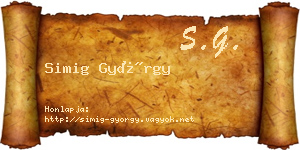 Simig György névjegykártya